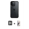 MARSİLYAN™- iPhone 15 Pro Max Kılıf Akış Çizgi Koleksiyonu - Siyah Bilvis 3D Mat Cam Ekran Koruyucu + PVD Metal Kamera Lens - GI