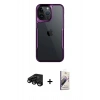 MARSİLYAN™- iPhone 15 Pro Max Kılıf Akış Çizgi Koleksiyonu - Siyah Bilvis 3D Mat Cam Ekran Koruyucu + Raze Metal Kamera Lens - SH
