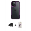 MARSİLYAN™- iPhone 15 Pro Max Kılıf Akış Çizgi Koleksiyonu - Siyah Bilvis 3D Mat Cam Ekran Koruyucu + Raze Metal Kamera Lens - TMGI