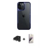 MARSİLYAN™- iPhone 15 Pro Max Kılıf Akış Çizgi Koleksiyonu - Siyah Bilvis 3D Mat Cam Ekran Koruyucu + Raze Metal Kamera Lens - TMGI