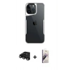 MARSİLYAN™- iPhone 15 Pro Max Kılıf Akış Çizgi Koleksiyonu - Siyah Bilvis 3D Mat Cam Ekran Koruyucu + Raze Metal Kamera Lens - SH