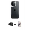 MARSİLYAN™- iPhone 15 Pro Max Kılıf Akış Çizgi Koleksiyonu - Siyah Bilvis 3D Mat Cam Ekran Koruyucu + Raze Metal Kamera Lens - TMGI