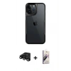 MARSİLYAN™- iPhone 15 Pro Max Kılıf Akış Çizgi Koleksiyonu - Siyah Bilvis 3D Mat Cam Ekran Koruyucu + Raze Metal Kamera Lens - SH