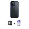 MARSİLYAN™- iPhone 15 Pro Max Kılıf Akış Çizgi Koleksiyonu - Siyah Bilvis 5in1 3D Magic Cam Ekran Koruyucu + PVD Metal Kamera Lens - GI