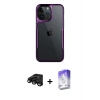 MARSİLYAN™- iPhone 15 Pro Max Kılıf Akış Çizgi Koleksiyonu - Siyah Bilvis 5in1 3D Magic Cam Ekran Koruyucu + Raze Metal Kamera Lens - SH