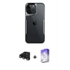 MARSİLYAN™- iPhone 15 Pro Max Kılıf Akış Çizgi Koleksiyonu - Siyah Bilvis 5in1 3D Magic Cam Ekran Koruyucu + Raze Metal Kamera Lens - SH