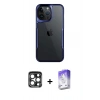 MARSİLYAN™- iPhone 15 Pro Max Kılıf Akış Çizgi Koleksiyonu - Siyah Bilvis 5in1 3D Magic Cam Ekran Koruyucu + PVD Metal Kamera Lens - LT