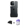 MARSİLYAN™- iPhone 15 Pro Max Kılıf Akış Çizgi Koleksiyonu - Siyah Bilvis 5in1 3D Magic Cam Ekran Koruyucu + Raze Metal Kamera Lens - SH