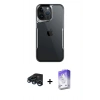 MARSİLYAN™- iPhone 15 Pro Max Kılıf Akış Çizgi Koleksiyonu - Siyah Bilvis 5in1 3D Magic Cam Ekran Koruyucu + Raze Metal Kamera Lens - LT