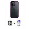 MARSİLYAN™- iPhone 15 Pro Max Kılıf Akış Çizgi Koleksiyonu - Siyah Bilvis 5in1 3D Magic Cam Ekran Koruyucu + PVD Metal Kamera Lens - GS