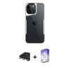 MARSİLYAN™- iPhone 15 Pro Max Kılıf Akış Çizgi Koleksiyonu - Siyah Bilvis 5in1 3D Magic Cam Ekran Koruyucu + Raze Metal Kamera Lens - TMGI