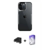 MARSİLYAN™- iPhone 15 Pro Max Kılıf Akış Çizgi Koleksiyonu - Siyah Bilvis 5in1 3D Magic Cam Ekran Koruyucu + Raze Metal Kamera Lens - TMGI