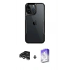 MARSİLYAN™- iPhone 15 Pro Max Kılıf Akış Çizgi Koleksiyonu - Siyah Bilvis 5in1 3D Magic Cam Ekran Koruyucu + Raze Metal Kamera Lens - GS