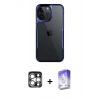 MARSİLYAN™- iPhone 15 Pro Max Kılıf Akış Çizgi Koleksiyonu - Siyah Bilvis 5in1 3D Magic Cam Ekran Koruyucu + PVD Metal Kamera Lens - GS