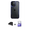 MARSİLYAN™- iPhone 15 Pro Max Kılıf Akış Çizgi Koleksiyonu - Siyah Bilvis 5in1 5D Magic Hayalet Cam Ekran Koruyucu + Raze Metal Kamera Lens - GS