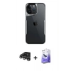 MARSİLYAN™- iPhone 15 Pro Max Kılıf Akış Çizgi Koleksiyonu - Siyah Bilvis 5in1 5D Magic Hayalet Cam Ekran Koruyucu + Raze Metal Kamera Lens - GS