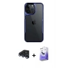 MARSİLYAN™- iPhone 15 Pro Max Kılıf Akış Çizgi Koleksiyonu - Siyah Bilvis 5in1 5D Magic Hayalet Cam Ekran Koruyucu + Raze Metal Kamera Lens - LT