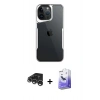 MARSİLYAN™- iPhone 15 Pro Max Kılıf Akış Çizgi Koleksiyonu - Siyah Bilvis 5in1 5D Magic Hayalet Cam Ekran Koruyucu + Raze Metal Kamera Lens - GS