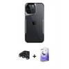 MARSİLYAN™- iPhone 15 Pro Max Kılıf Akış Çizgi Koleksiyonu - Siyah Bilvis 5in1 5D Magic Hayalet Cam Ekran Koruyucu + Raze Metal Kamera Lens - LT