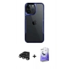 MARSİLYAN™- iPhone 15 Pro Max Kılıf Akış Çizgi Koleksiyonu - Siyah Bilvis 5in1 5D Magic Hayalet Cam Ekran Koruyucu + Raze Metal Kamera Lens - TMGI