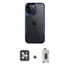 MARSİLYAN™- iPhone 15 Pro Max Kılıf Akış Çizgi Koleksiyonu - Siyah Bilvis Hayalet Cam Ekran Koruyucu + PVD Metal Kamera Lens - GI
