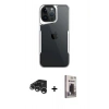 MARSİLYAN™- iPhone 15 Pro Max Kılıf Akış Çizgi Koleksiyonu - Siyah Bilvis Hayalet Cam Ekran Koruyucu + Raze Metal Kamera Lens - GS