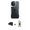 MARSİLYAN™- iPhone 15 Pro Max Kılıf Akış Çizgi Koleksiyonu - Siyah Bilvis Hayalet Cam Ekran Koruyucu + Raze Metal Kamera Lens - LT