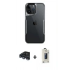 MARSİLYAN™- iPhone 15 Pro Max Kılıf Akış Çizgi Koleksiyonu - Siyah Bilvis Hayalet Cam Ekran Koruyucu + Raze Metal Kamera Lens - LT