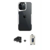 MARSİLYAN™- iPhone 15 Pro Max Kılıf Akış Çizgi Koleksiyonu - Siyah Bilvis Hayalet Cam Ekran Koruyucu + Raze Metal Kamera Lens - GS