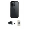 MARSİLYAN™- iPhone 15 Pro Max Kılıf Akış Çizgi Koleksiyonu - Siyah Bilvis Hayalet Cam Ekran Koruyucu + Raze Metal Kamera Lens - LT