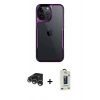 MARSİLYAN™- iPhone 15 Pro Max Kılıf Akış Çizgi Koleksiyonu - Siyah Bilvis Hayalet Cam Ekran Koruyucu + Raze Metal Kamera Lens - GS