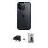 MARSİLYAN™- iPhone 15 Pro Max Kılıf Akış Çizgi Koleksiyonu - Siyah Bilvis Hayalet Cam Ekran Koruyucu + Raze Metal Kamera Lens - SH