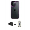 MARSİLYAN™- iPhone 15 Pro Max Kılıf Akış Çizgi Koleksiyonu - Siyah Bilvis Hayalet Cam Ekran Koruyucu + Raze Metal Kamera Lens - SH
