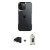 MARSİLYAN™- iPhone 15 Pro Max Kılıf Akış Çizgi Koleksiyonu - Siyah Bilvis Hayalet Cam Ekran Koruyucu + Raze Metal Kamera Lens - SH