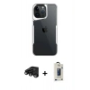 MARSİLYAN™- iPhone 15 Pro Max Kılıf Akış Çizgi Koleksiyonu - Siyah Bilvis Hayalet Cam Ekran Koruyucu + Raze Metal Kamera Lens - SH