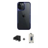 MARSİLYAN™- iPhone 15 Pro Max Kılıf Akış Çizgi Koleksiyonu - Siyah Bilvis Hayalet Cam Ekran Koruyucu + Raze Metal Kamera Lens - SH