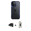MARSİLYAN™- iPhone 15 Pro Max Kılıf Akış Çizgi Koleksiyonu - Siyah Bilvis Hayalet Cam Ekran Koruyucu + Raze Metal Kamera Lens - TMGI
