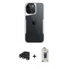 MARSİLYAN™- iPhone 15 Pro Max Kılıf Akış Çizgi Koleksiyonu - Siyah Bilvis Hayalet Cam Ekran Koruyucu + Raze Metal Kamera Lens - TMGI