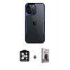 MARSİLYAN™- iPhone 15 Pro Max Kılıf Akış Çizgi Koleksiyonu - Siyah Bilvis Hayalet Cam Ekran Koruyucu + PVD Metal Kamera Lens - TU