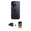 MARSİLYAN™- iPhone 15 Pro Max Kılıf Akış Çizgi Koleksiyonu - Siyah Buffer Cam Ekran Koruyucu + Raze Metal Kamera Lens - LT