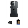 MARSİLYAN™- iPhone 15 Pro Max Kılıf Akış Çizgi Koleksiyonu - Siyah Buffer Hayalet Cam Ekran Koruyucu + Raze Metal Kamera Lens - TMGI
