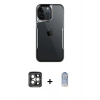 MARSİLYAN™- iPhone 15 Pro Max Kılıf Akış Çizgi Koleksiyonu - Siyah Joko Magic 5D Cam + PVD Metal Kamera Lens - GI