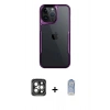 MARSİLYAN™- iPhone 15 Pro Max Kılıf Akış Çizgi Koleksiyonu - Siyah Joko Magic 5D Cam + PVD Metal Kamera Lens - GI