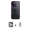 MARSİLYAN™- iPhone 15 Pro Max Kılıf Akış Çizgi Koleksiyonu - Siyah Joko Magic 5D Cam + PVD Metal Kamera Lens - GS