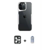 MARSİLYAN™- iPhone 15 Pro Max Kılıf Akış Çizgi Koleksiyonu - Siyah Joko Magic 5D Cam + PVD Metal Kamera Lens - LT