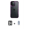 MARSİLYAN™- iPhone 15 Pro Max Kılıf Akış Çizgi Koleksiyonu - Siyah Joko Magic 5D Cam + PVD Metal Kamera Lens - LT