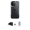 MARSİLYAN™- iPhone 15 Pro Max Kılıf Akış Çizgi Koleksiyonu - Siyah Joko Magic 5D Cam + Raze Metal Kamera Lens - SH