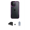 MARSİLYAN™- iPhone 15 Pro Max Kılıf Akış Çizgi Koleksiyonu - Siyah Joko Magic 5D Cam + Raze Metal Kamera Lens - GS