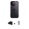 MARSİLYAN™- iPhone 15 Pro Max Kılıf Akış Çizgi Koleksiyonu - Siyah Joko Magic 5D Cam + Raze Metal Kamera Lens - SH