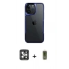 MARSİLYAN™- iPhone 15 Pro Max Kılıf Akış Çizgi Koleksiyonu - Siyah Joko Magic 5D Hayalet Cam + Gri PVD Metal Kamera Lens